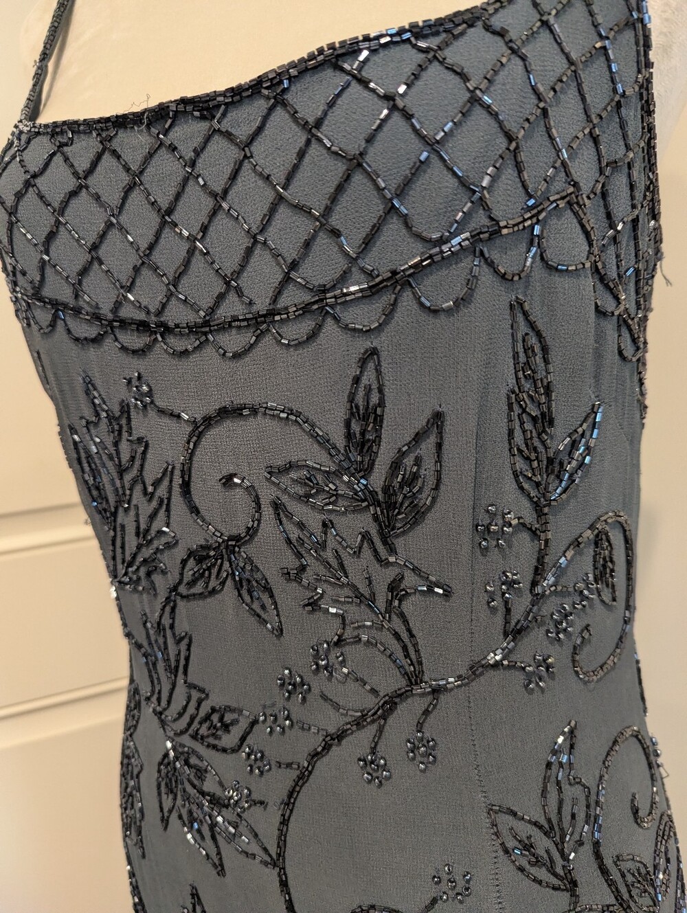 Vintage Y2K Newport News Beaded Black Evening Gown Dress with Shawl Size 8 - Picture 6 of 12
